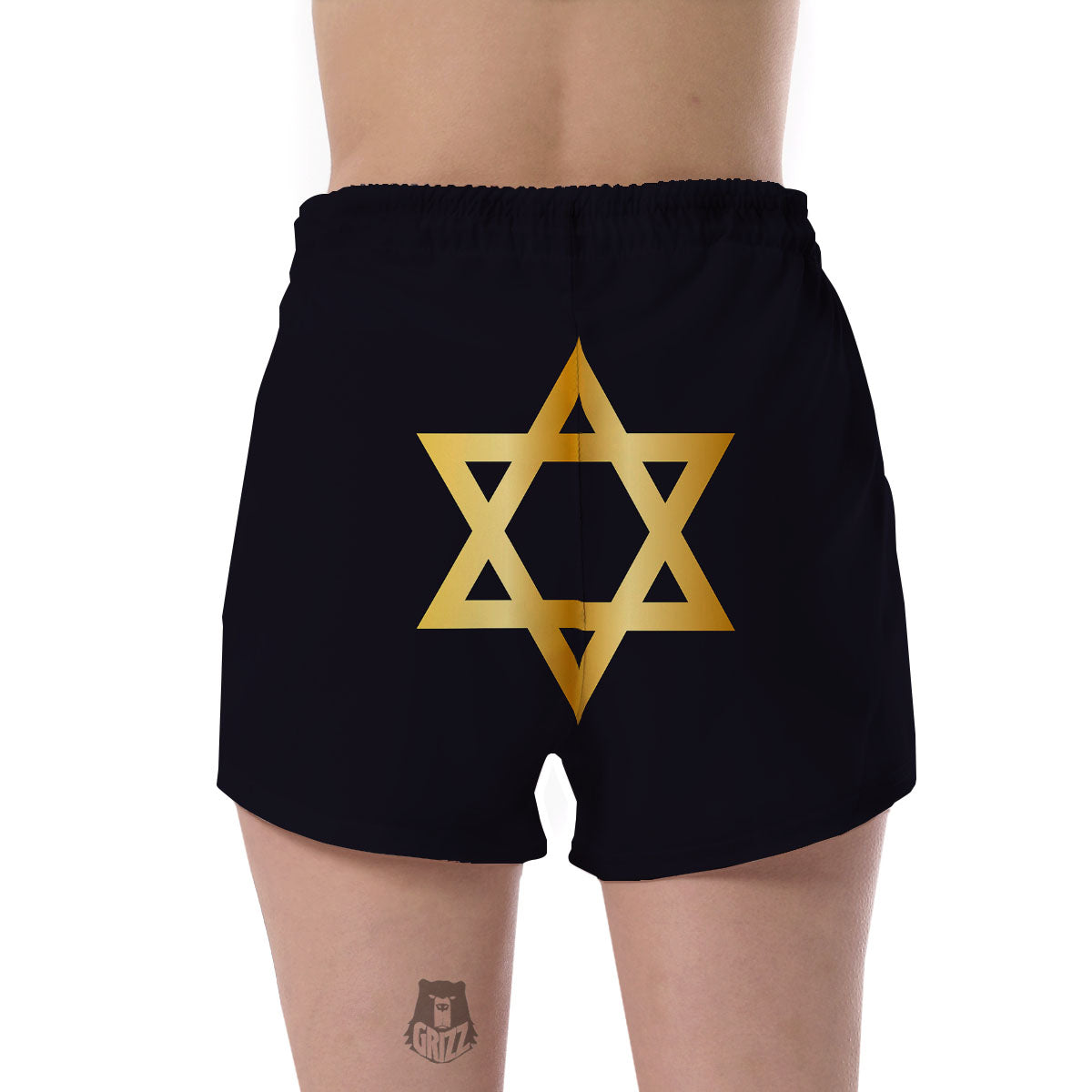 Star Of David Golden Print Women's Shorts-grizzshop