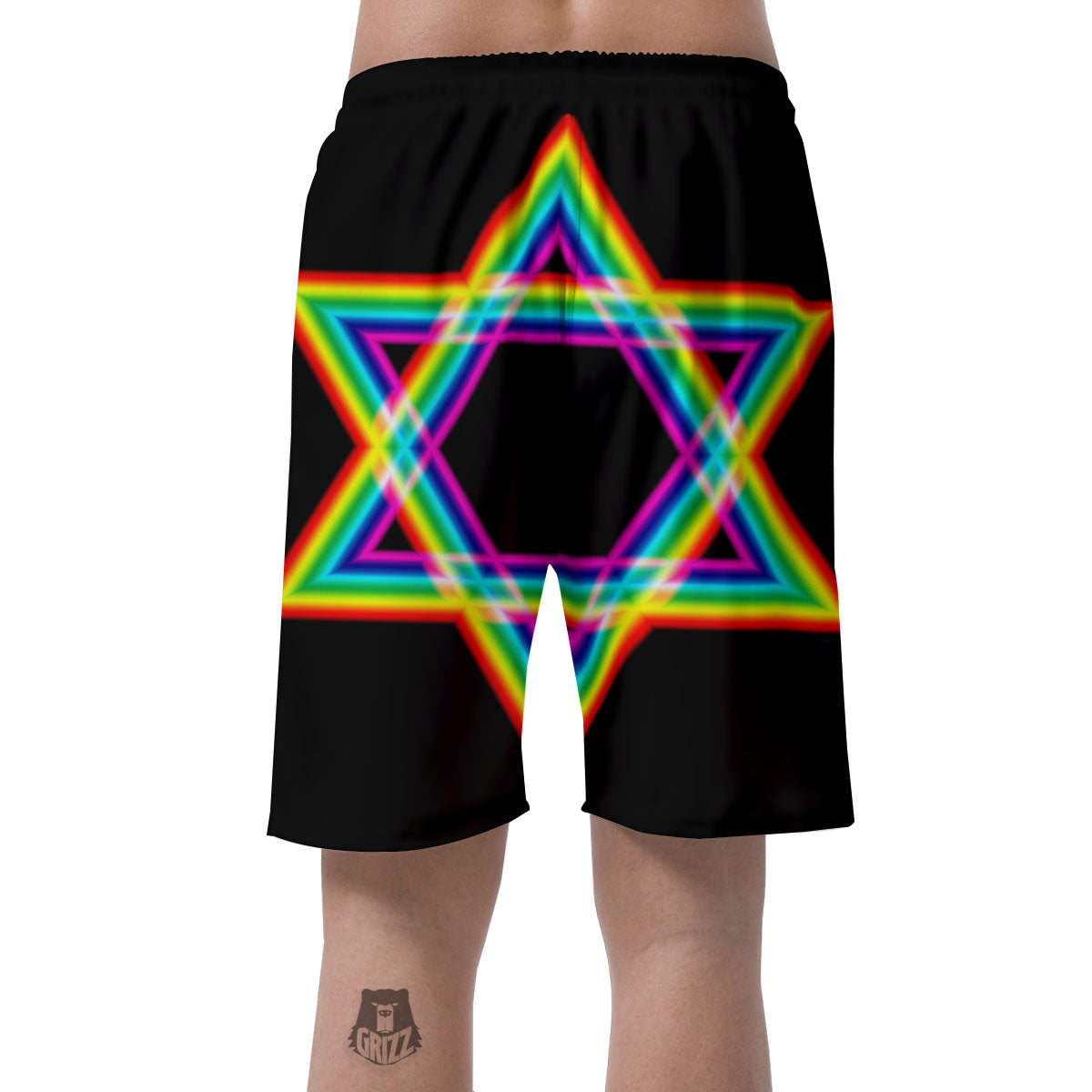Star Of David Rainbow Print Men's Shorts-grizzshop