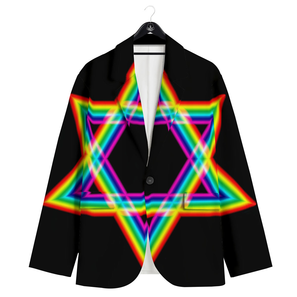 Star Of David Rainbow Print Men's Sport Coat-grizzshop