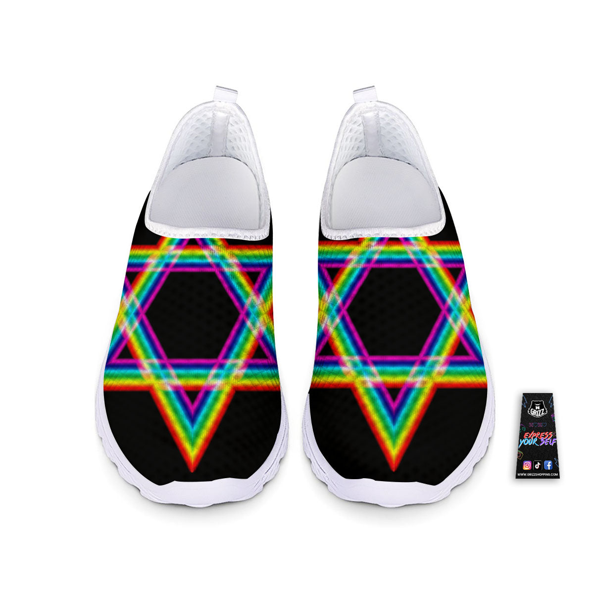 Star Of David Rainbow Print Nurse Shoes-grizzshop