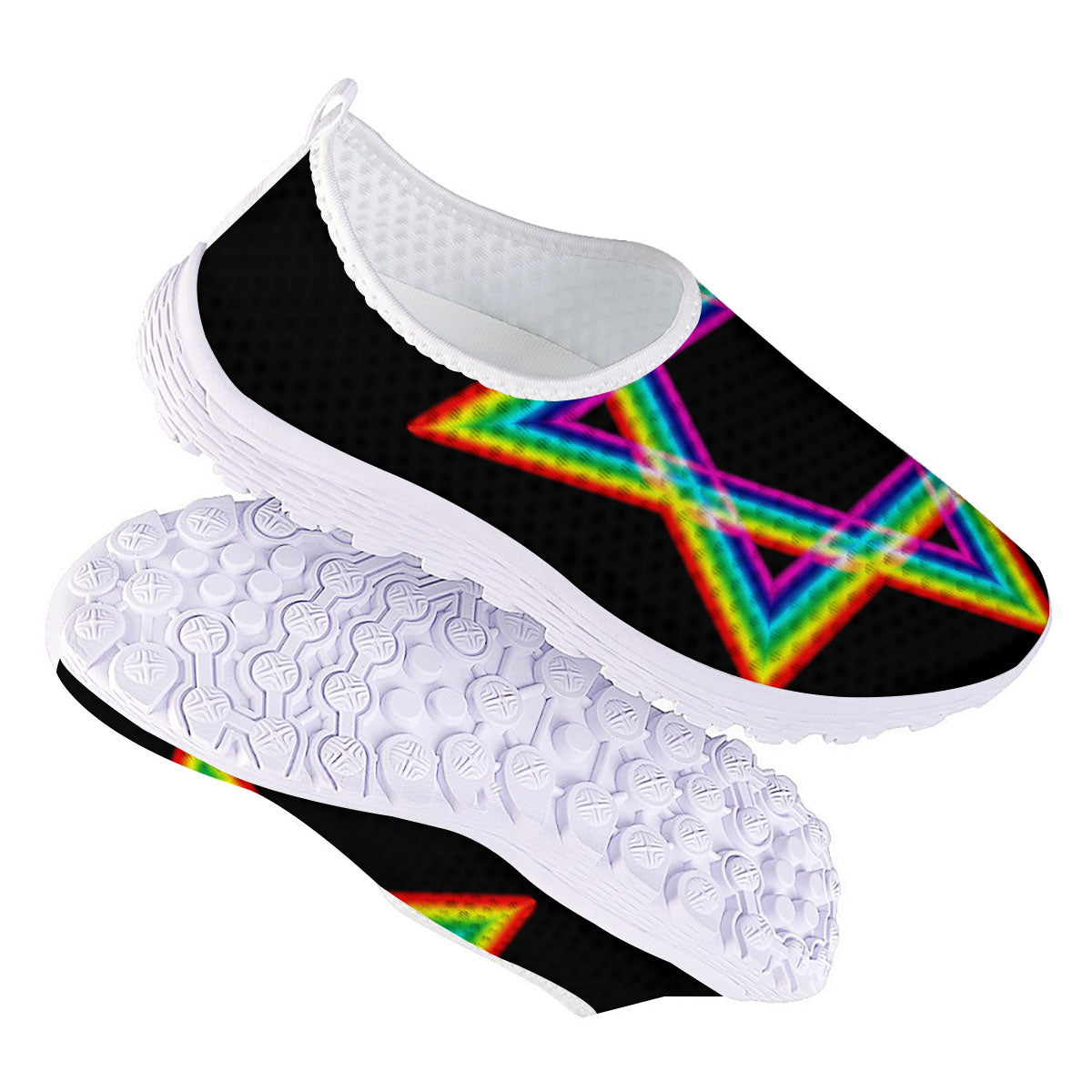 Star Of David Rainbow Print Nurse Shoes-grizzshop