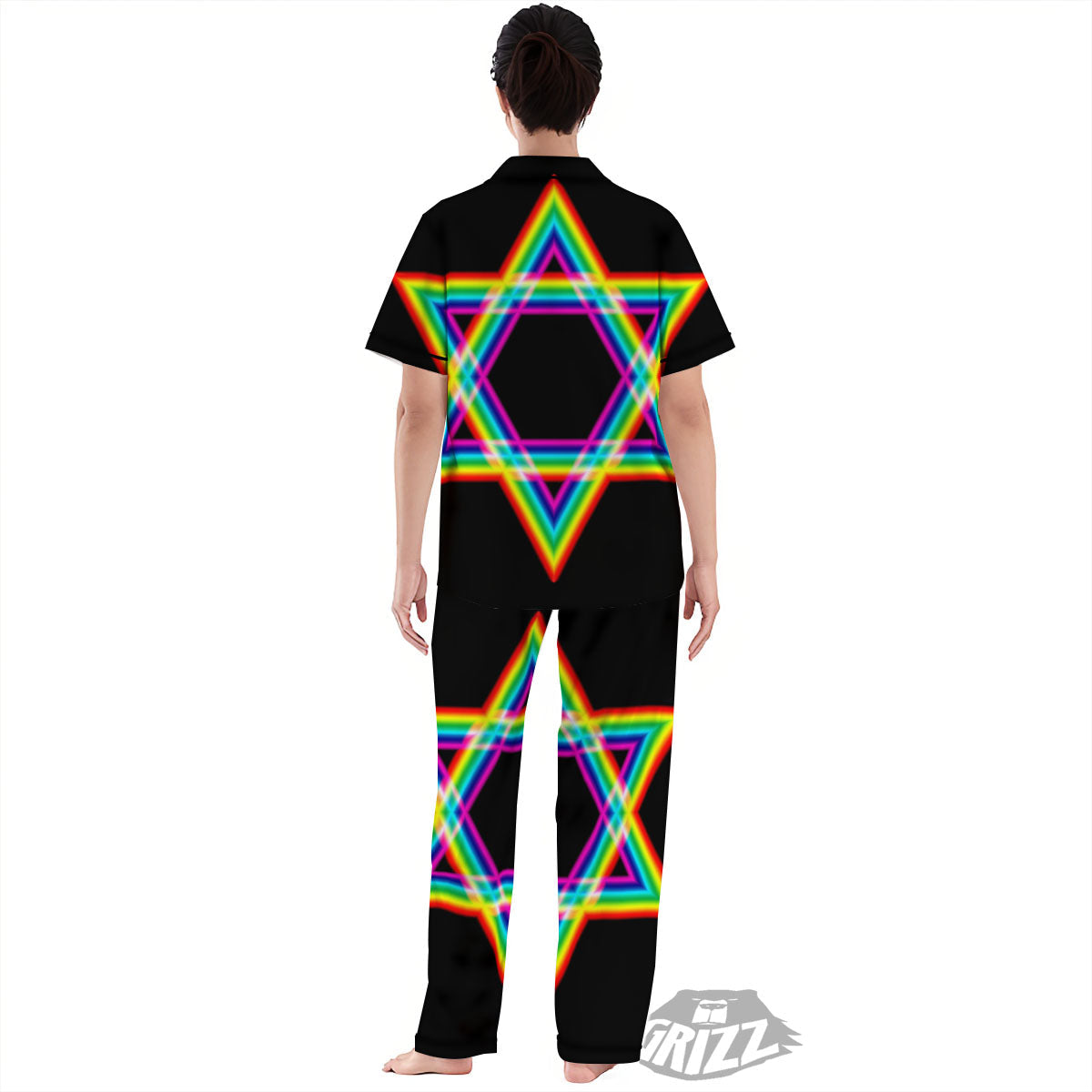 Star Of David Rainbow Print Women's Pajamas Set-grizzshop
