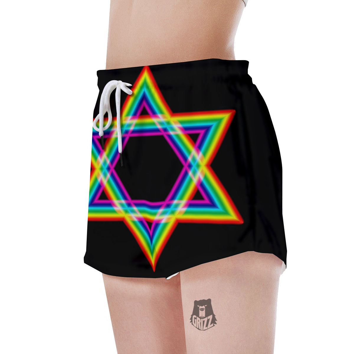 Star Of David Rainbow Print Women's Shorts-grizzshop