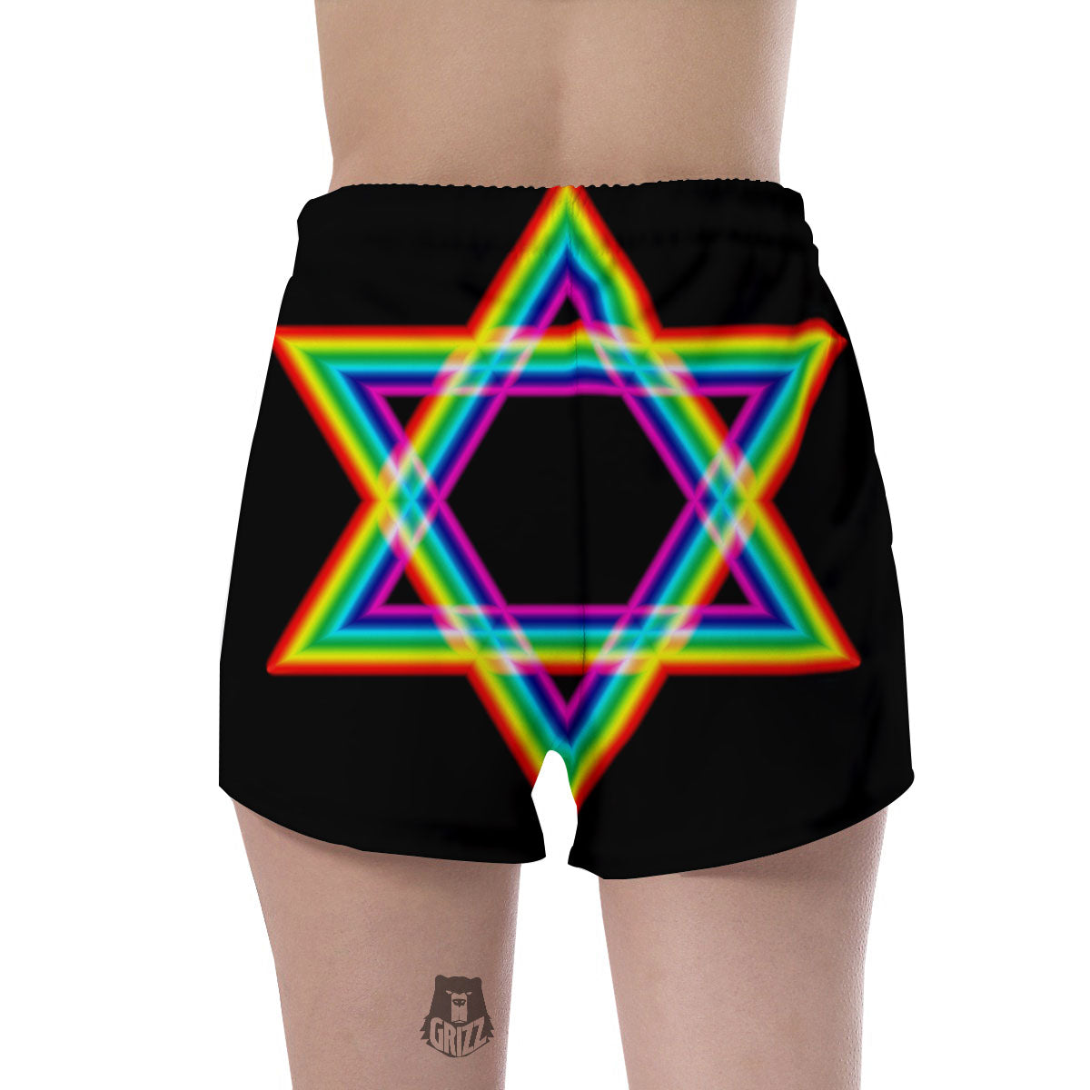 Star Of David Rainbow Print Women's Shorts-grizzshop