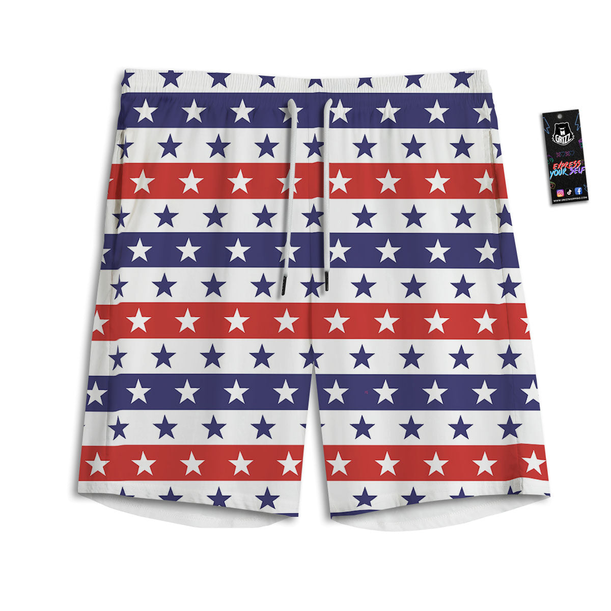 Star USA Patriotic Print Pattern Men's Athletic Shorts