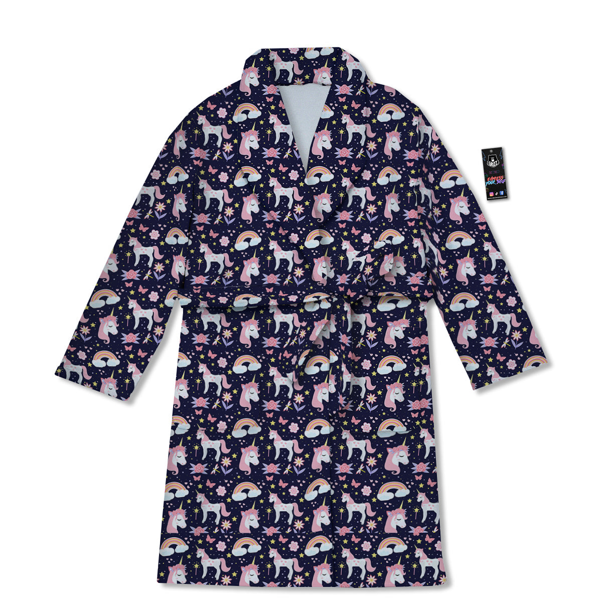 Star Unicorn Cute Night Print Pattern Bathrobe-grizzshop