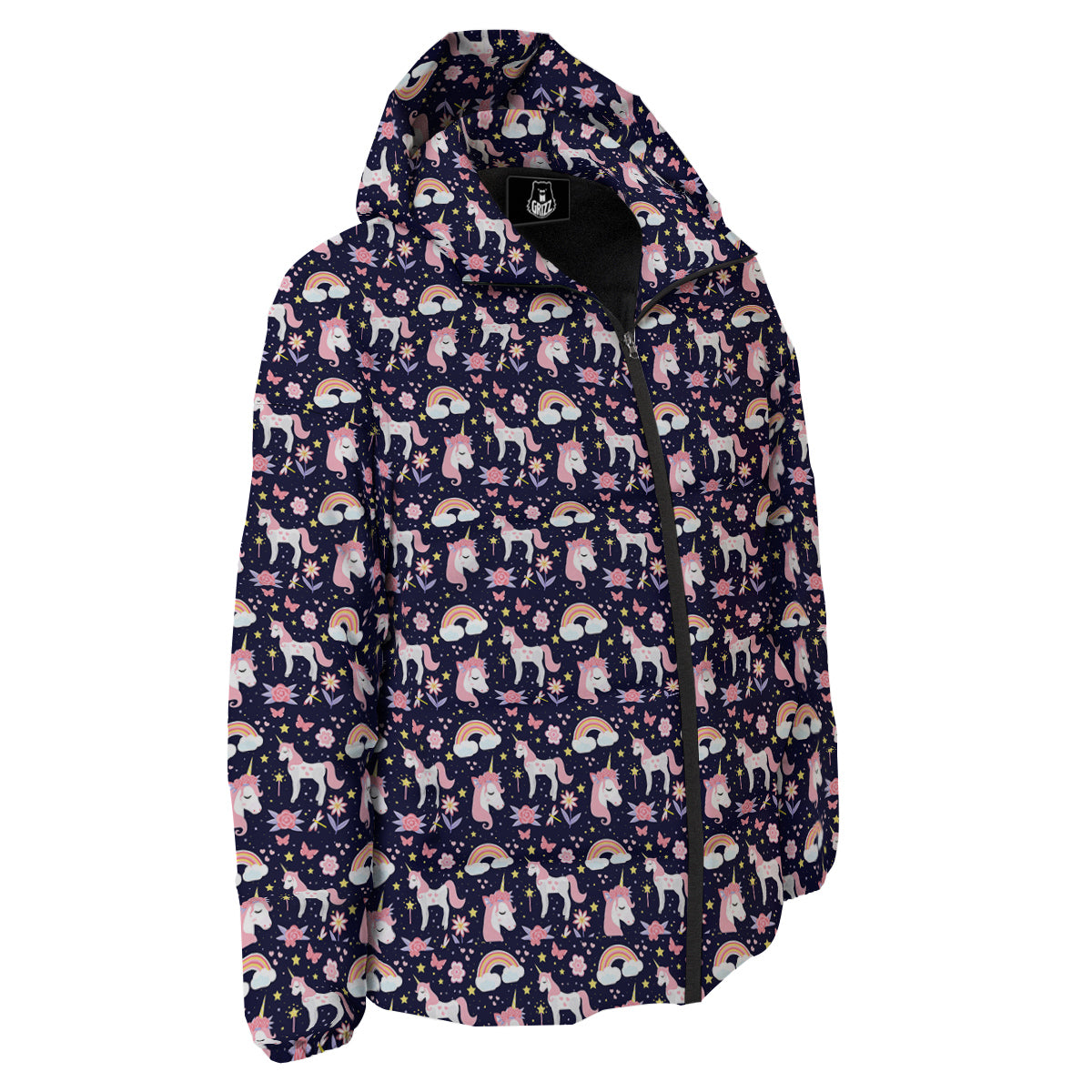 Star Unicorn Cute Night Print Pattern Down Jacket-grizzshop