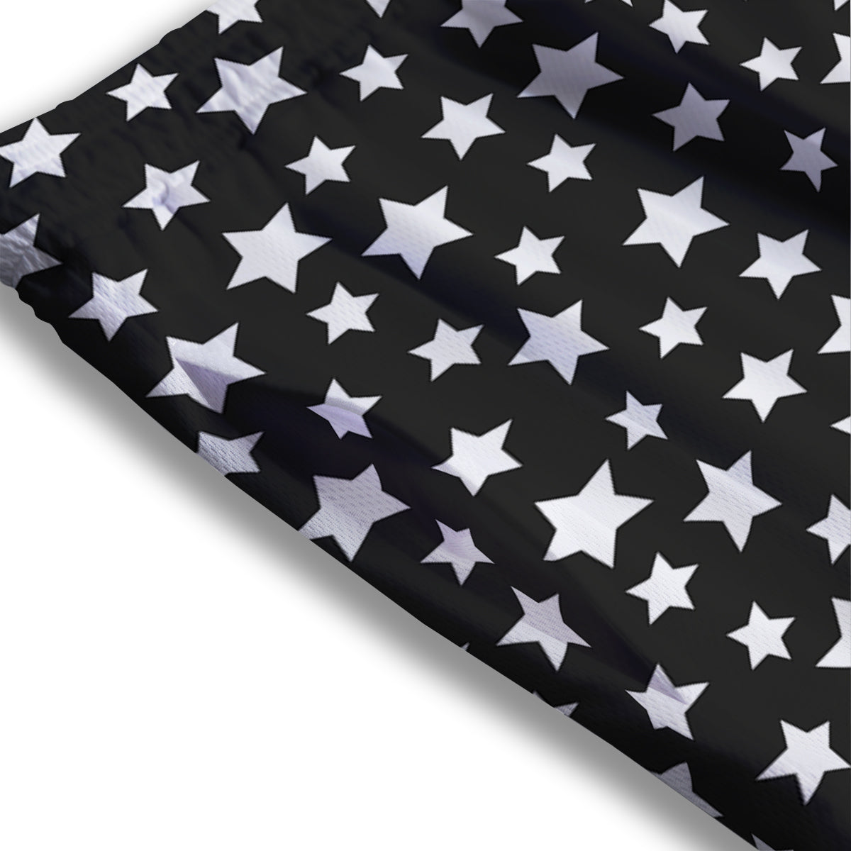 Star White And Black Print Pattern Mesh Shorts