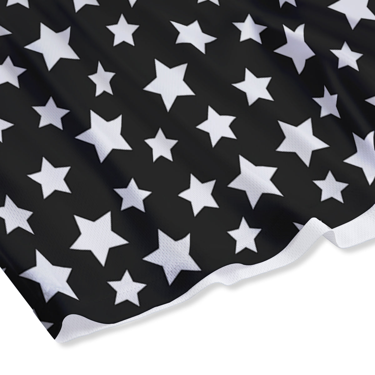 Star White And Black Print Pattern Mesh Shorts