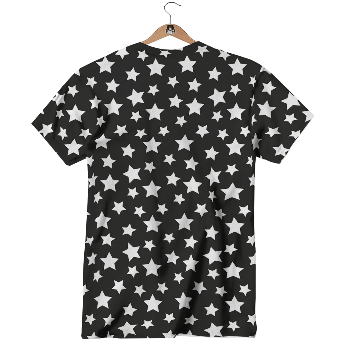 Star White And Black Print Pattern T-Shirt-grizzshop