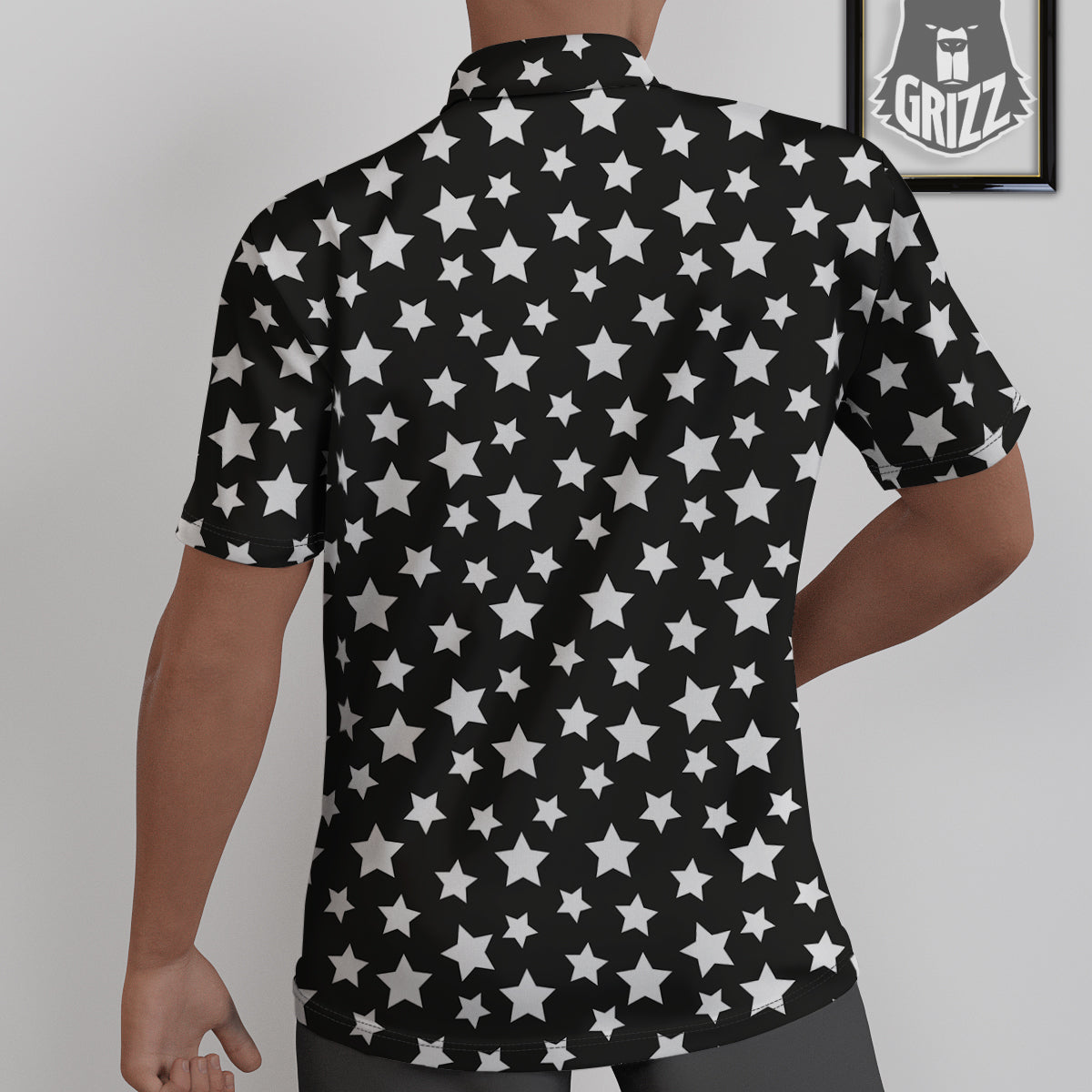 Star White And Black Print Pattern Untucked Shirts-grizzshop