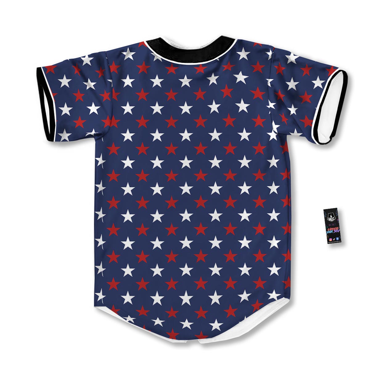 Star White And Red Print Pattern Baseball Jersey-grizzshop