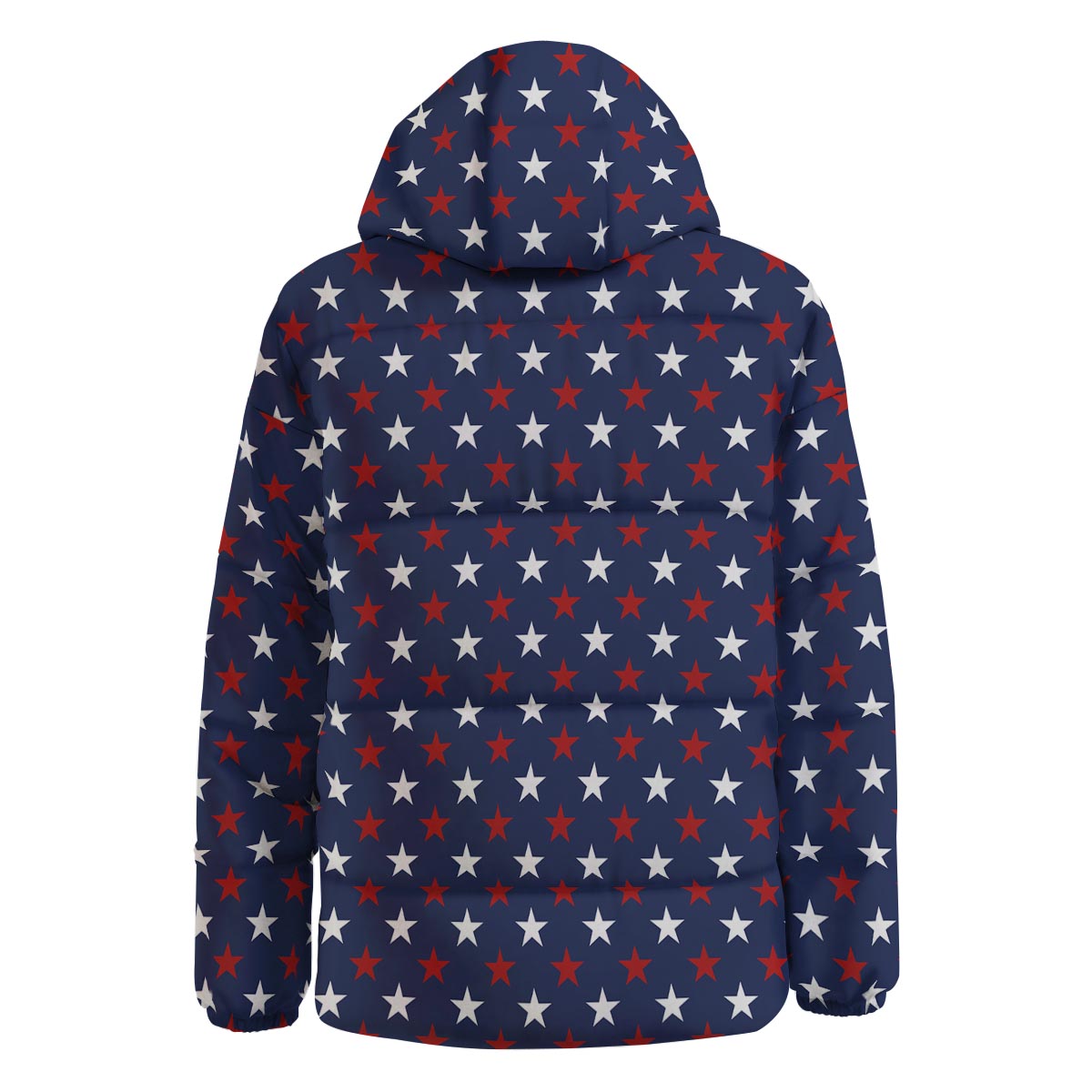 Star White And Red Print Pattern Down Jacket-grizzshop