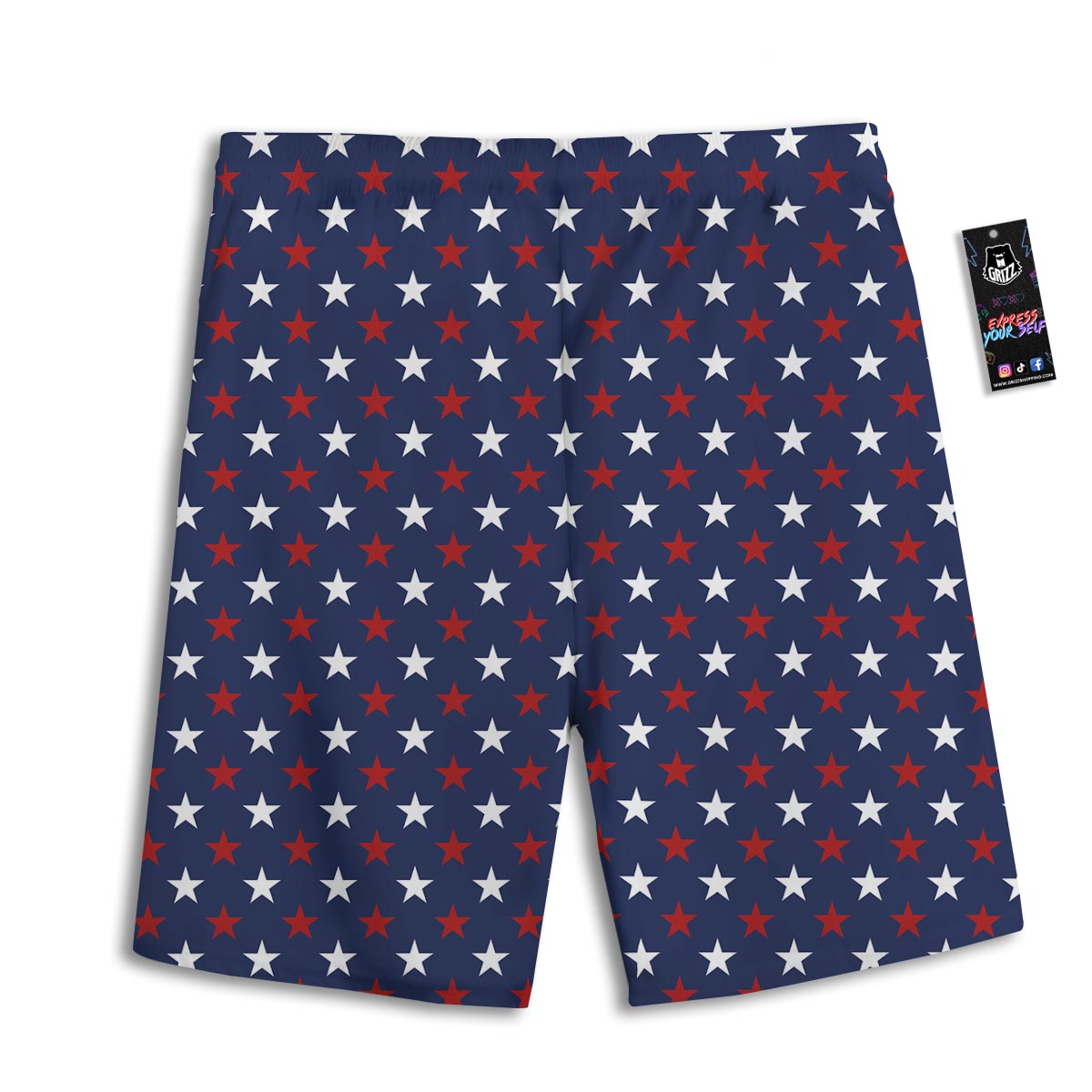 Star White And Red Print Pattern Men's Athletic Shorts