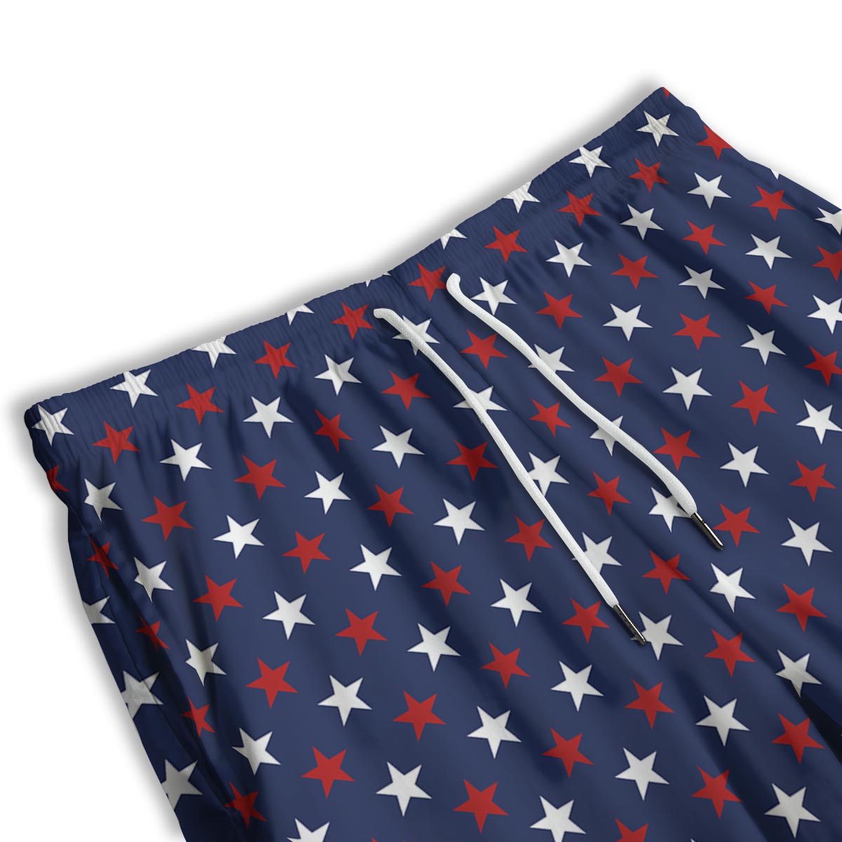Star White And Red Print Pattern Men's Athletic Shorts