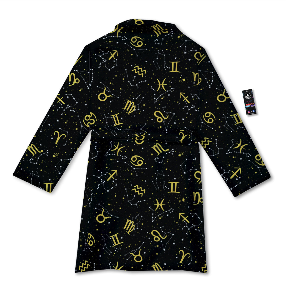 Star Zodiac Signs Print Pattern Bathrobe-grizzshop