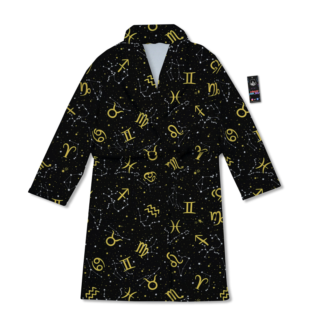 Star Zodiac Signs Print Pattern Bathrobe-grizzshop