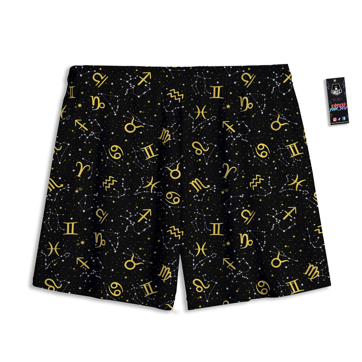 Star Zodiac Signs Print Pattern Mesh Shorts