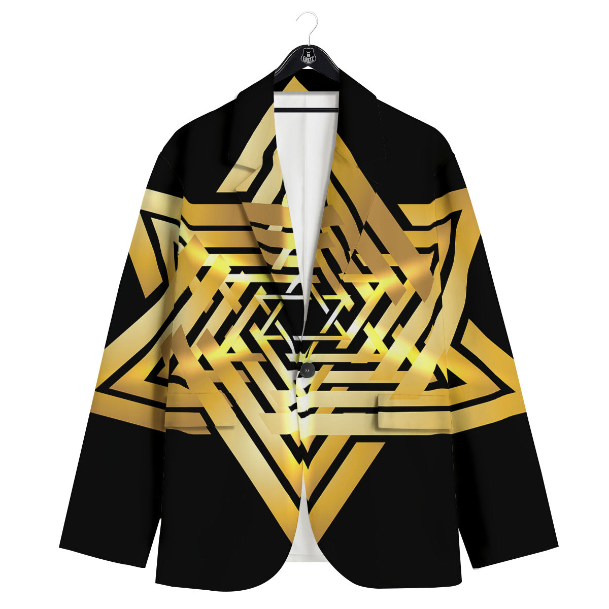 Star of David Gold And Black Print Men's Sport Coat-grizzshop