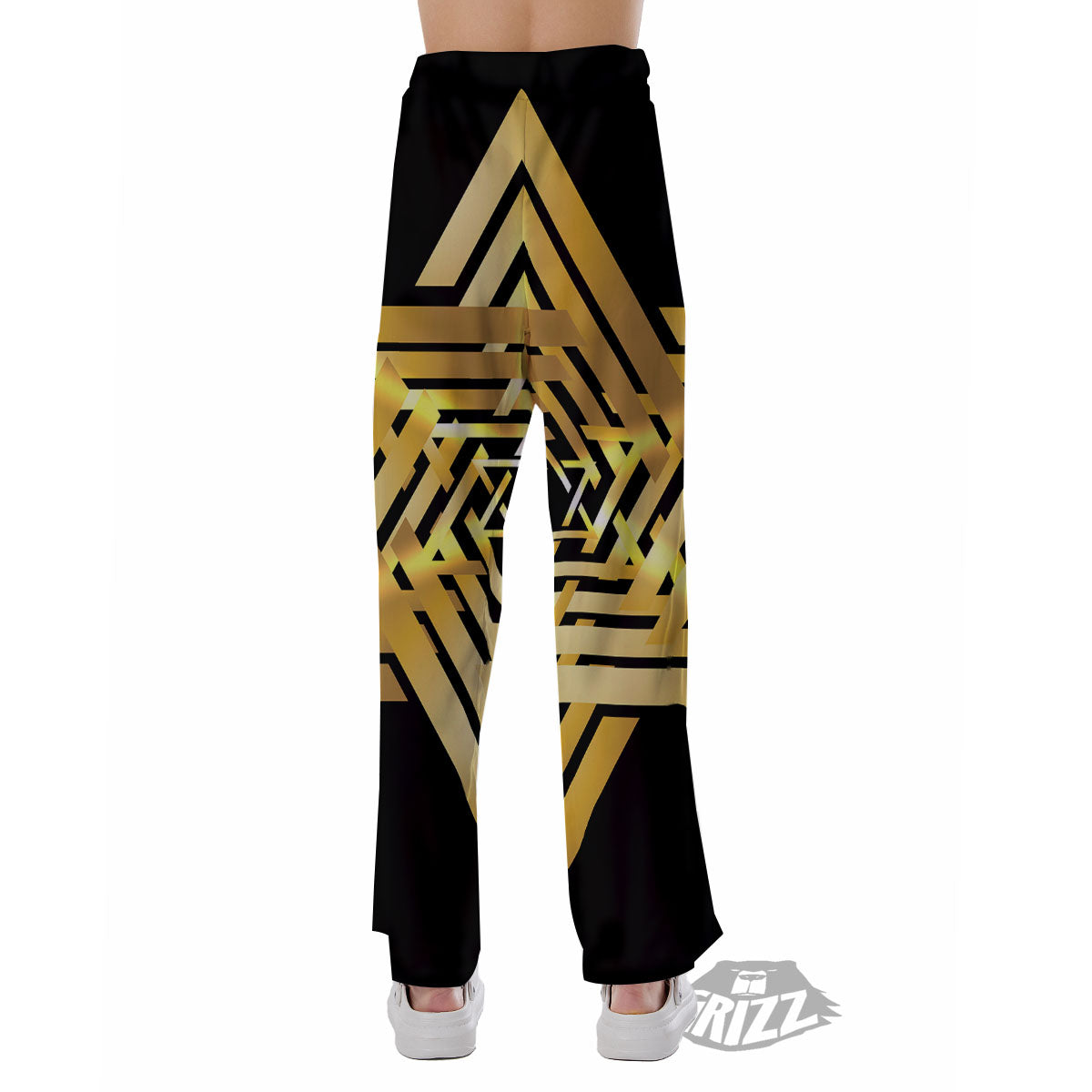 Star of David Gold And Black Print Pajama Pants-grizzshop