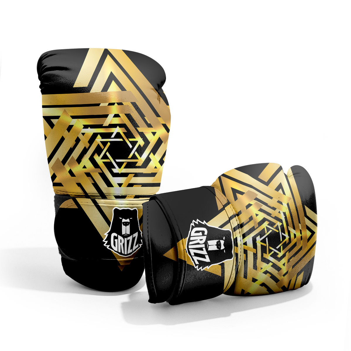 Star of David Gold And Black Print Pro Boxing Glove