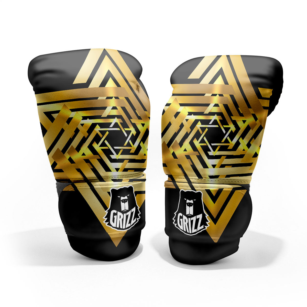 Star of David Gold And Black Print Pro Boxing Glove