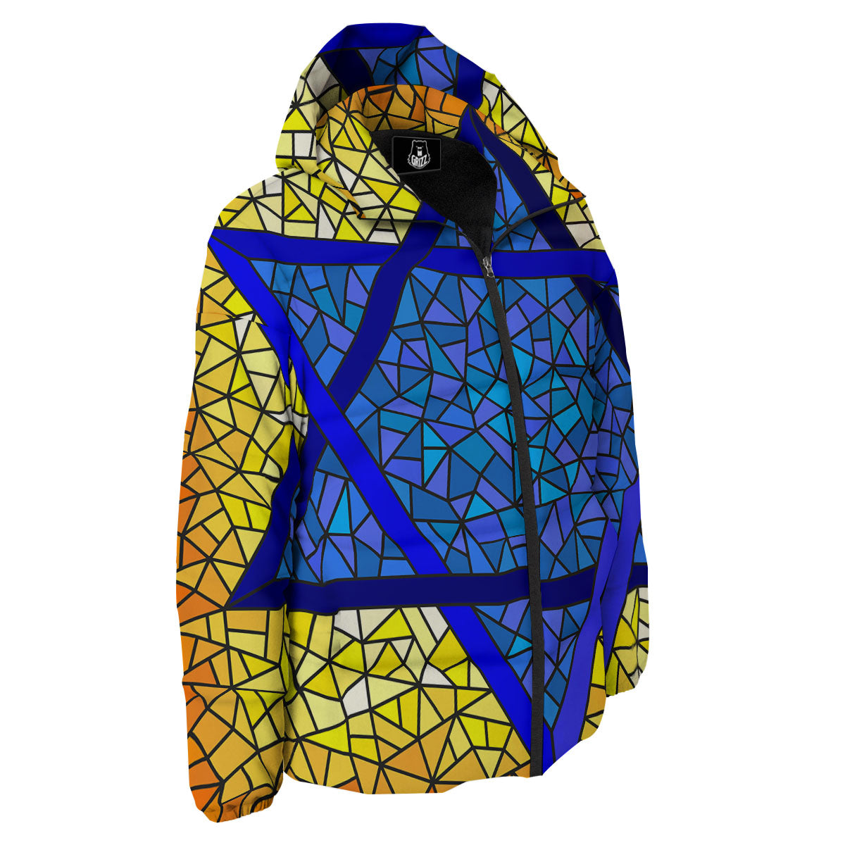 Star of David Stained Glass Print Down Jacket-grizzshop