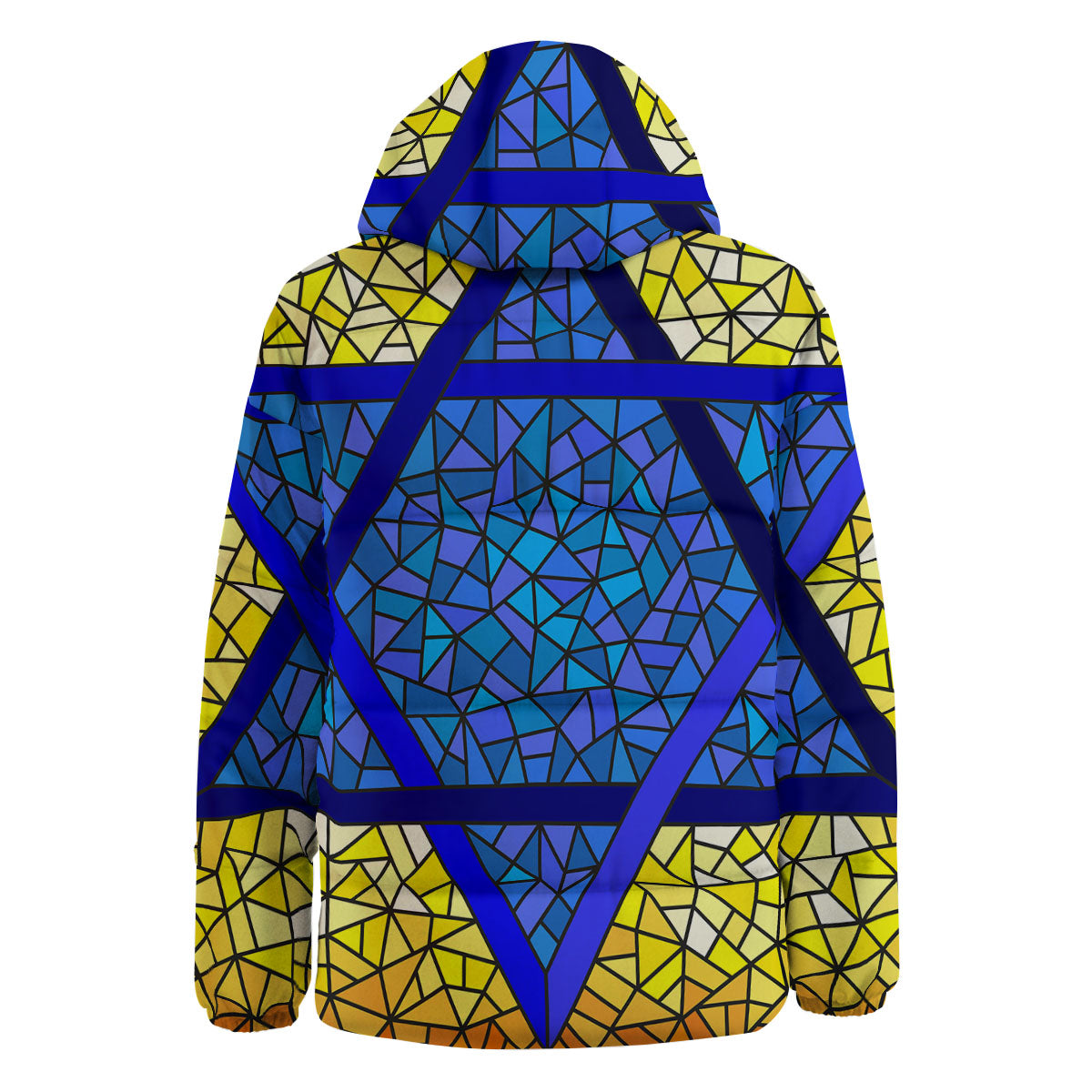 Star of David Stained Glass Print Down Jacket-grizzshop