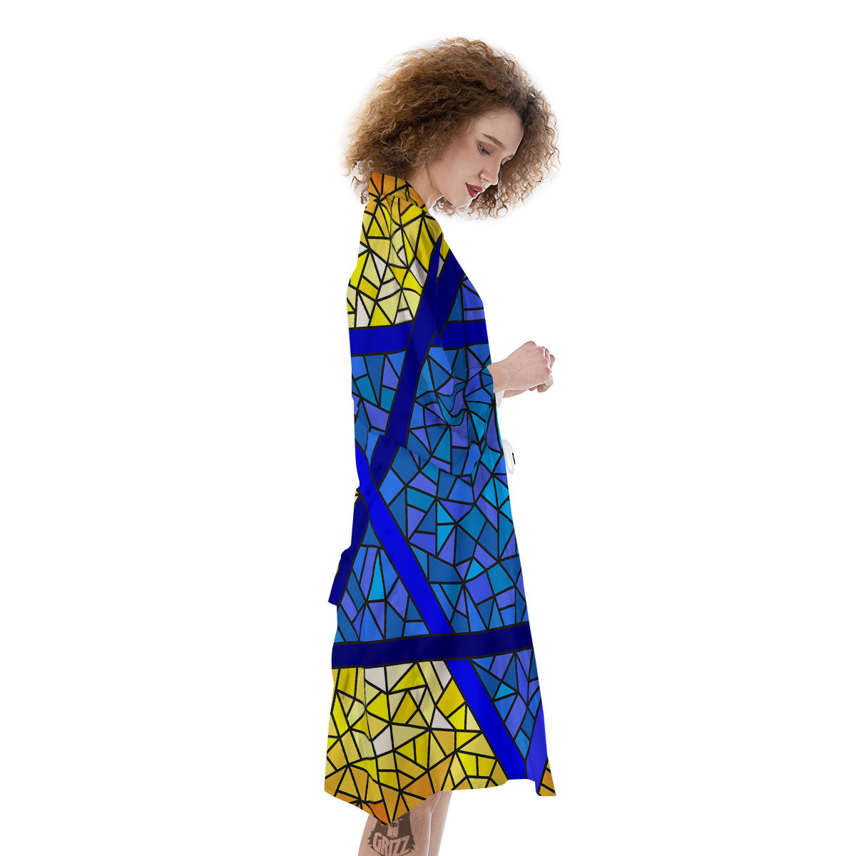 Star of David Stained Glass Print Kimono-grizzshop