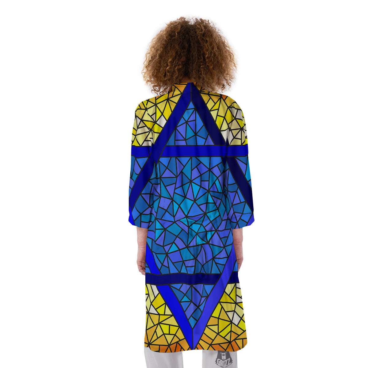 Star of David Stained Glass Print Kimono-grizzshop