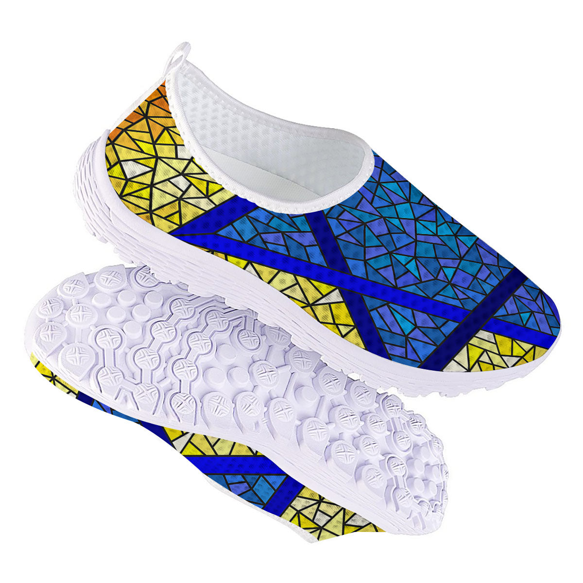 Star of David Stained Glass Print Nurse Shoes-grizzshop