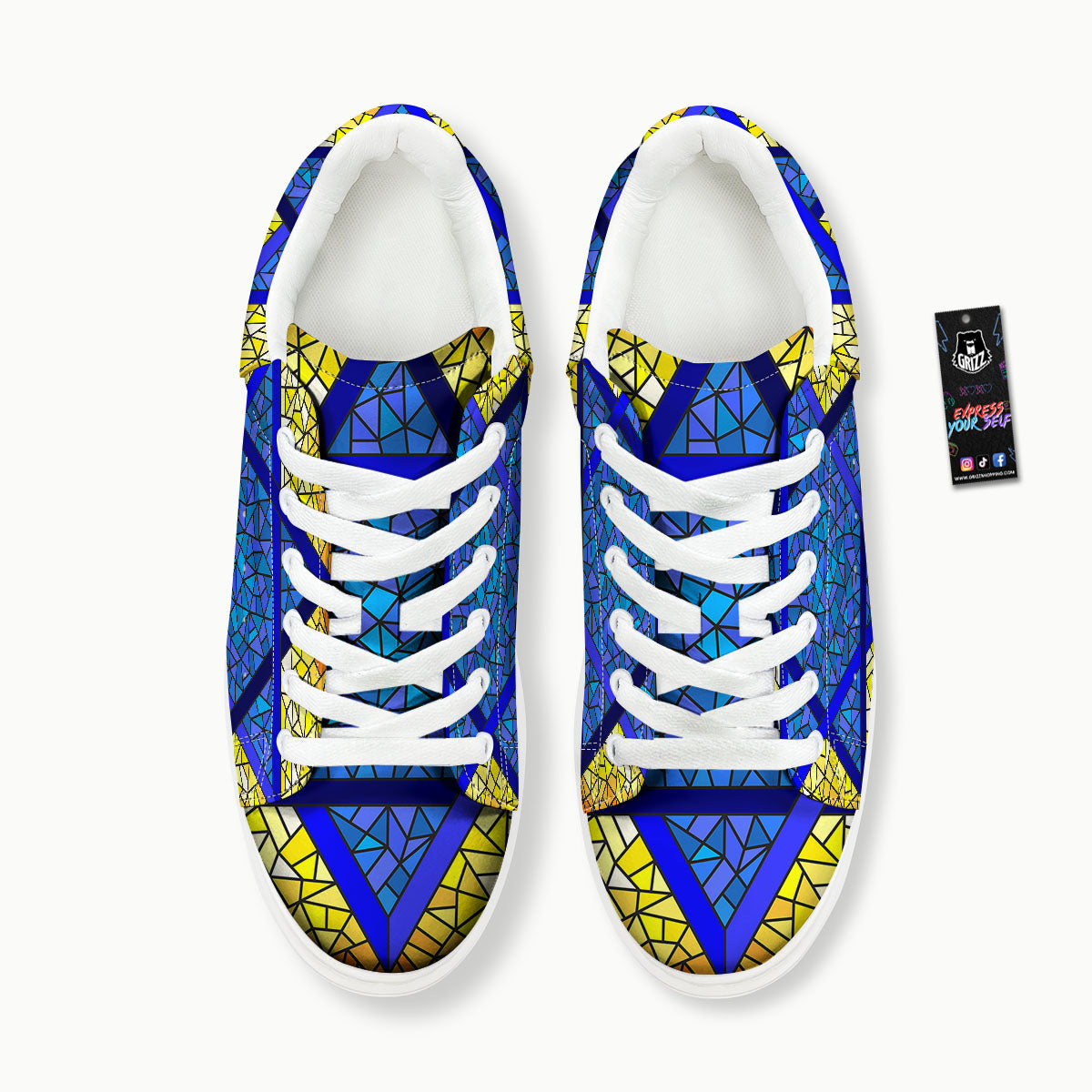 Star of David Stained Glass Print Platform Shoes-grizzshop