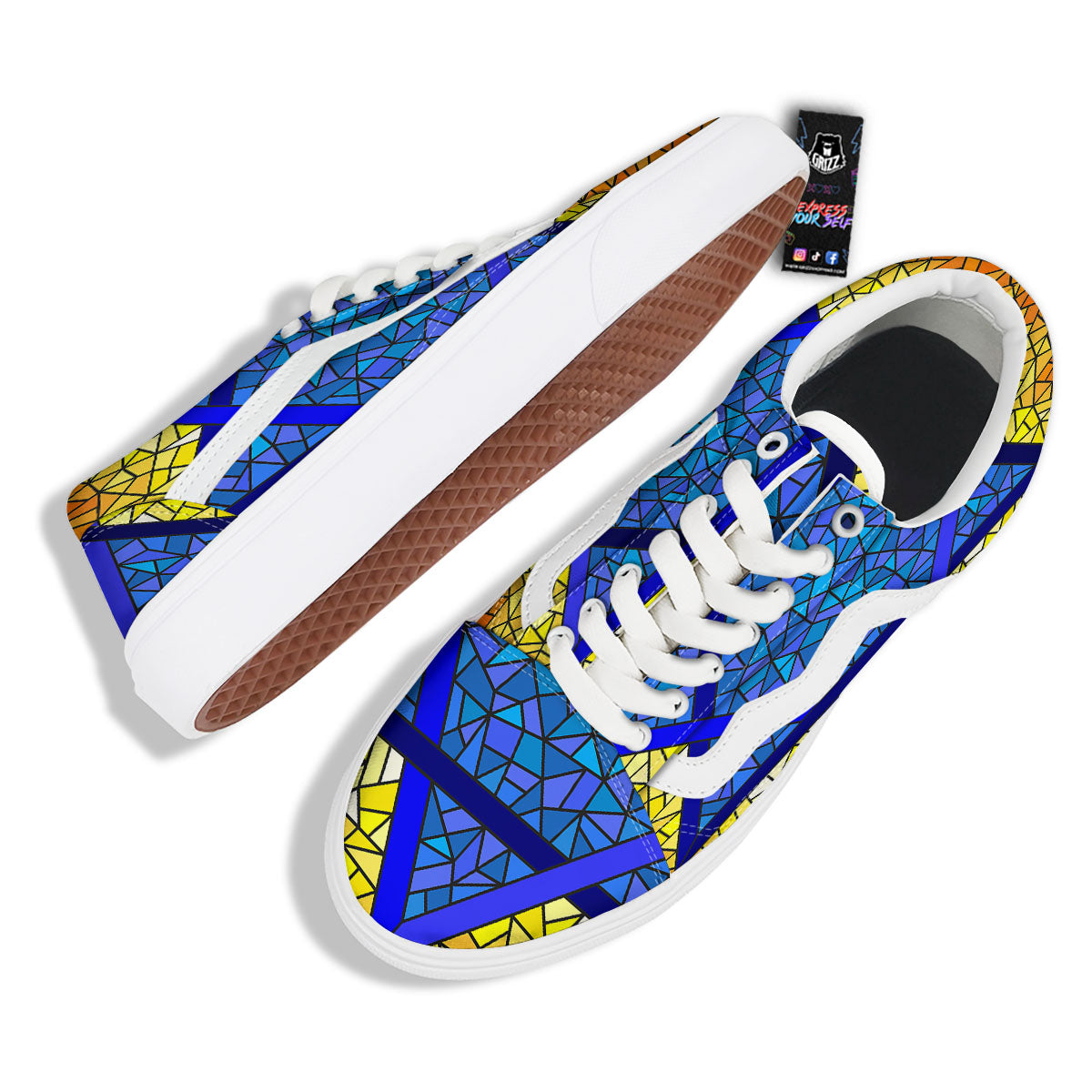 Star of David Stained Glass Print Skate Shoes-grizzshop