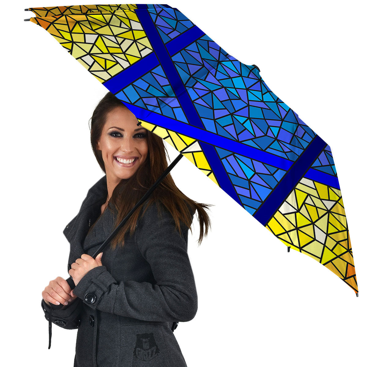 Star of David Stained Glass Print Umbrella-grizzshop