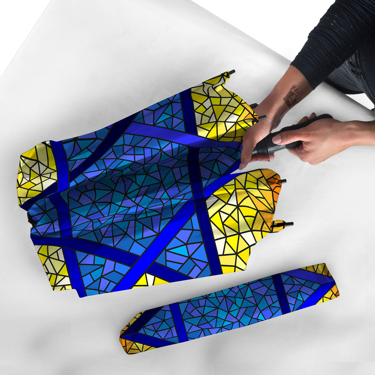 Star of David Stained Glass Print Umbrella-grizzshop