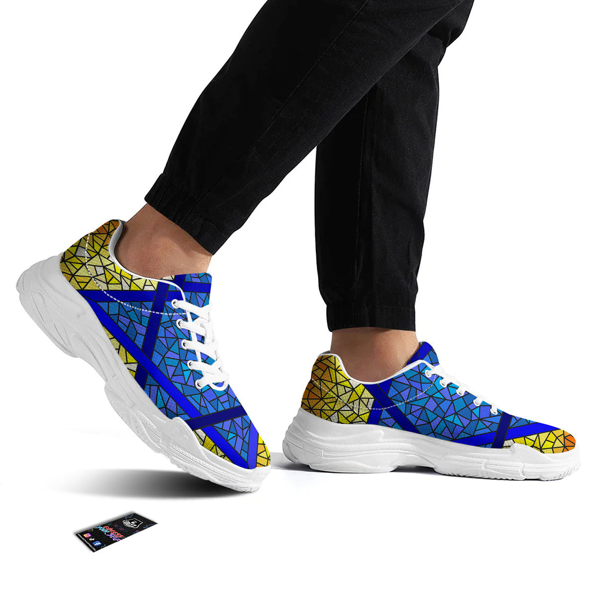 Star of David Stained Glass Print White Chunky Shoes-grizzshop
