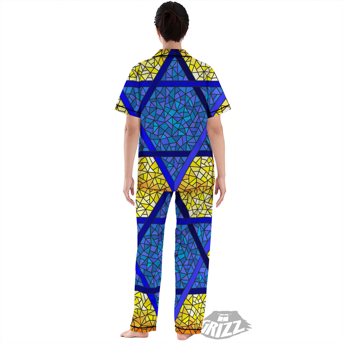 Star of David Stained Glass Print Women's Pajamas Set-grizzshop