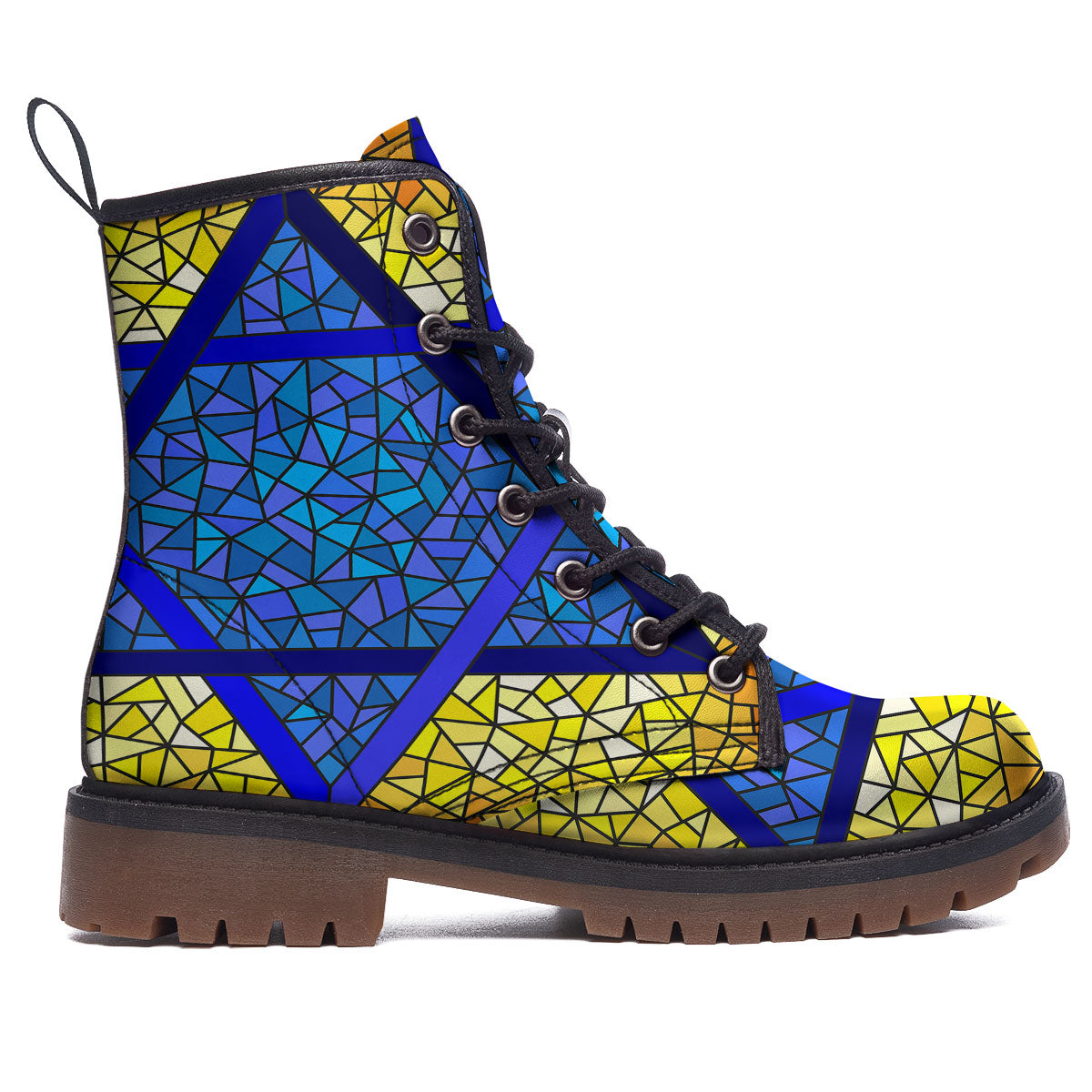 Star of David Stained Glass Print Work Boots-grizzshop