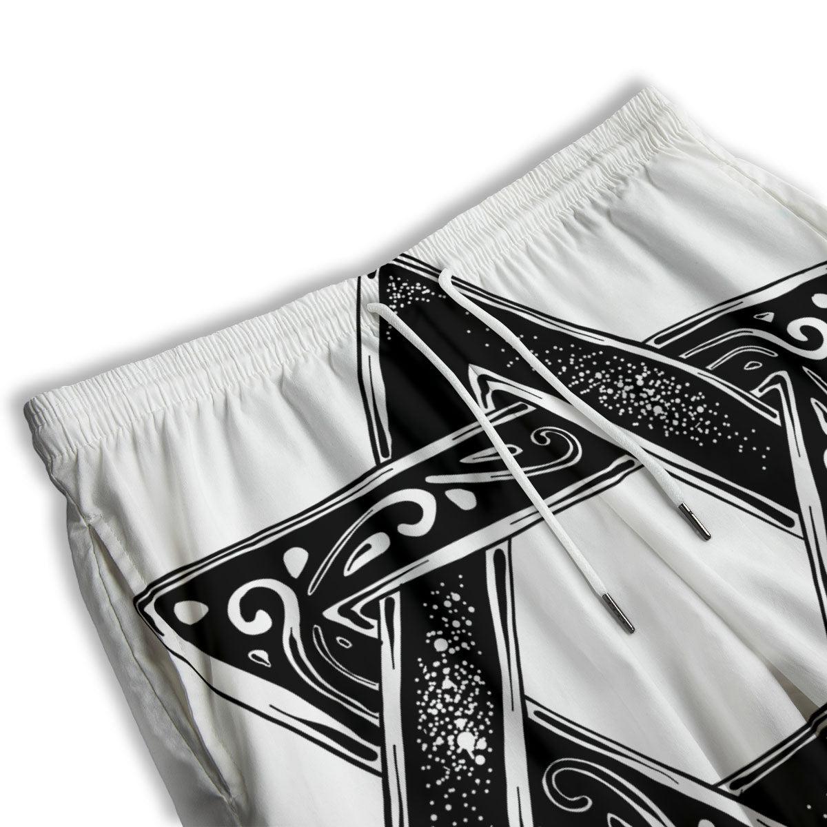 Star of David White And Black Print Men's Athletic Shorts