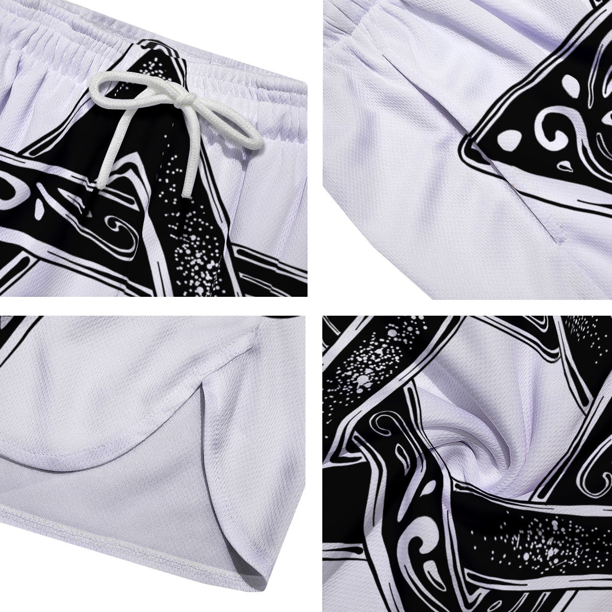 Star of David White And Black Print Men's Running Shorts-grizzshop