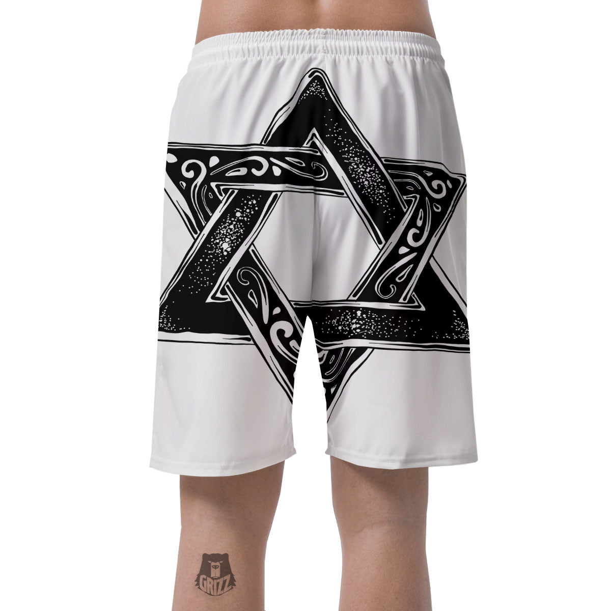 Star of David White And Black Print Men's Shorts-grizzshop
