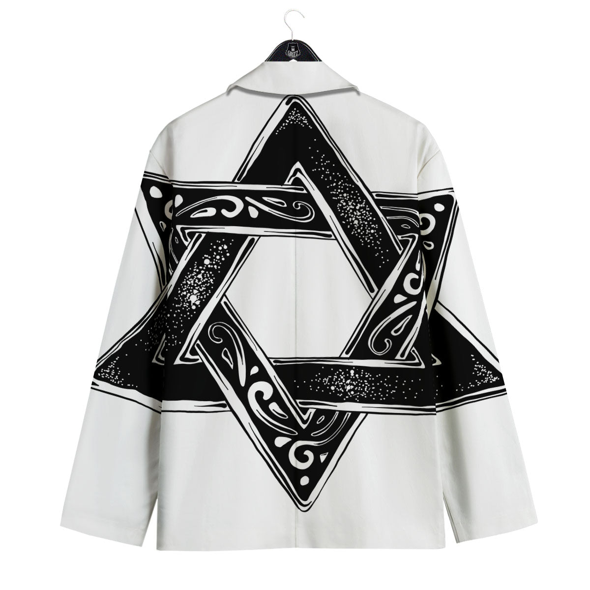 Star of David White And Black Print Men's Sport Coat-grizzshop