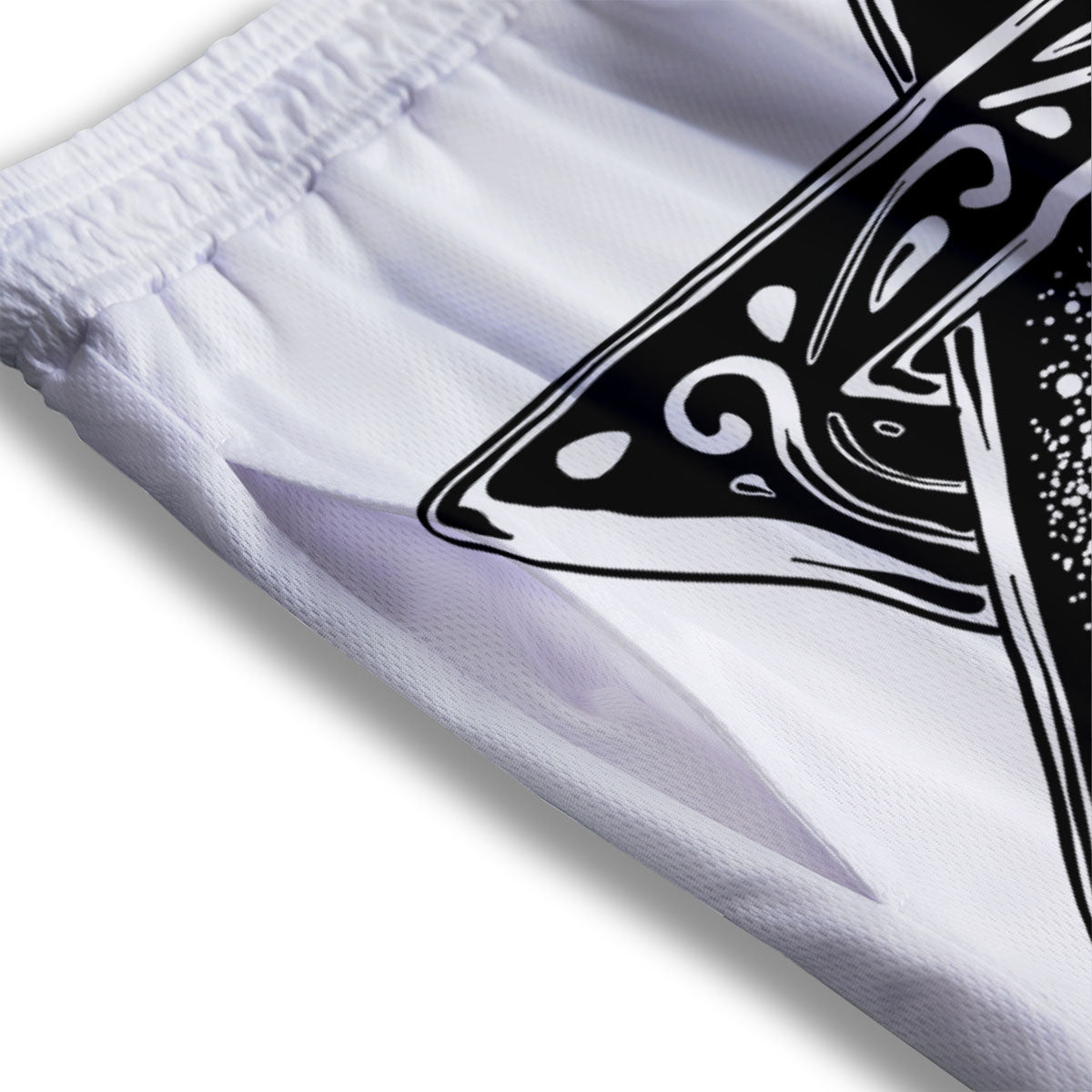 Star of David White And Black Print Mesh Shorts