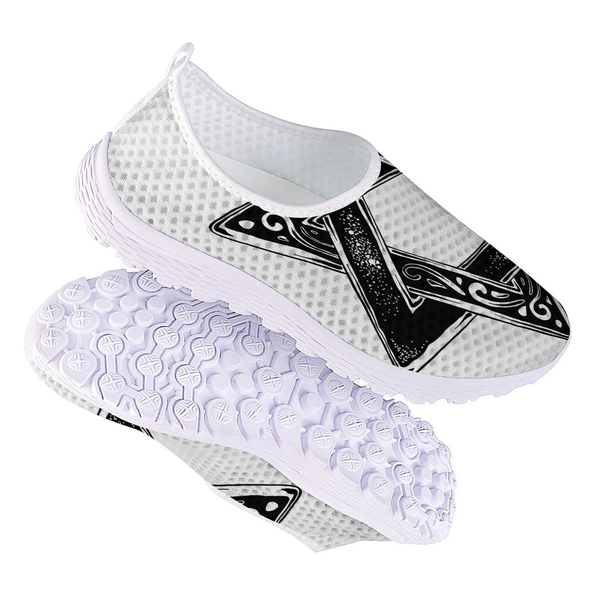 Star of David White And Black Print Nurse Shoes-grizzshop
