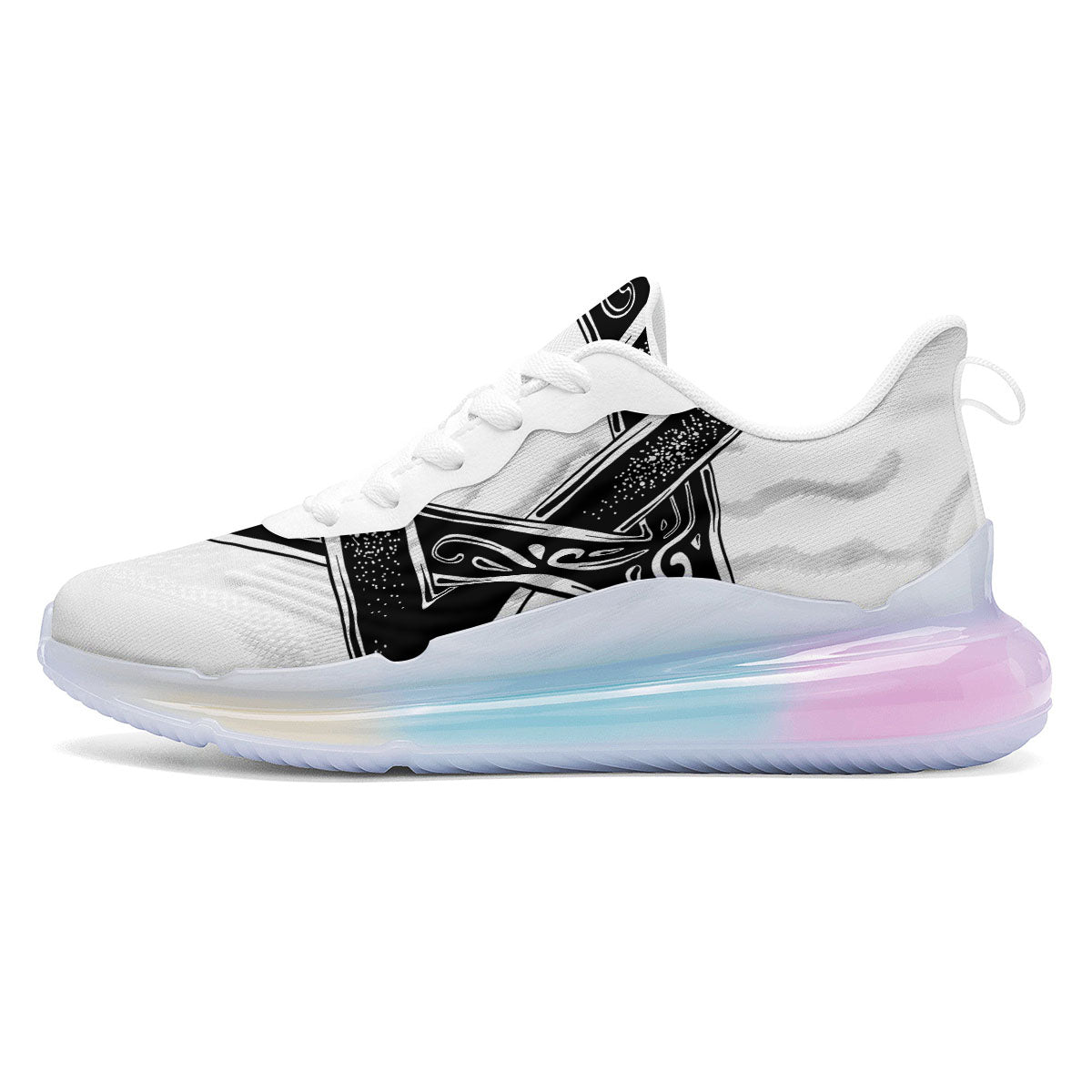 Star of David White And Black Print Running Sneakers-grizzshop