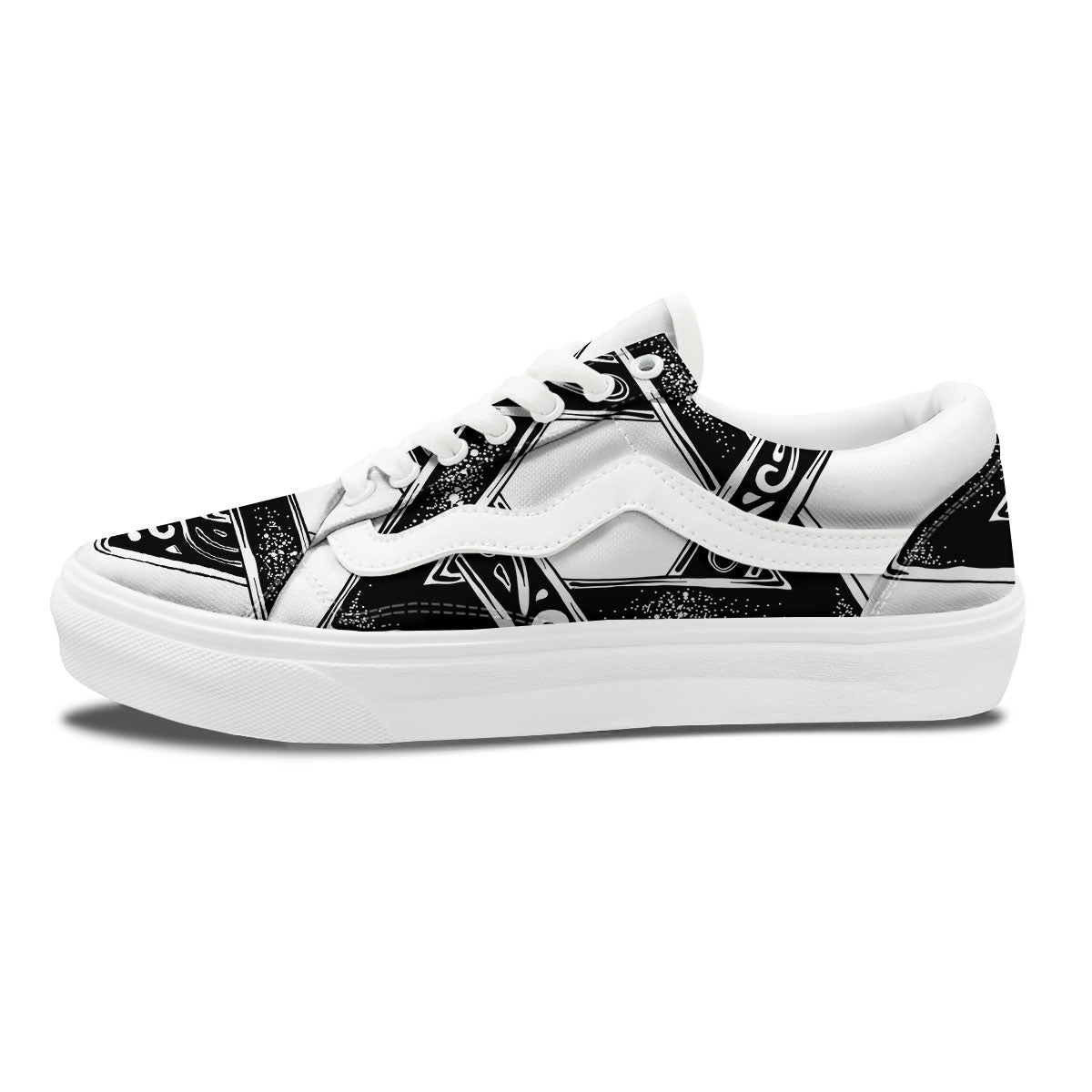 Star of David White And Black Print Skate Shoes-grizzshop