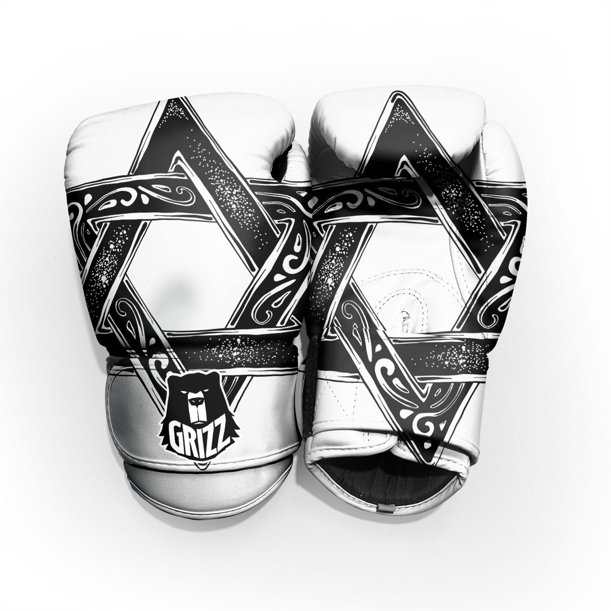 Star of David White And Black Print Pro Boxing Glove