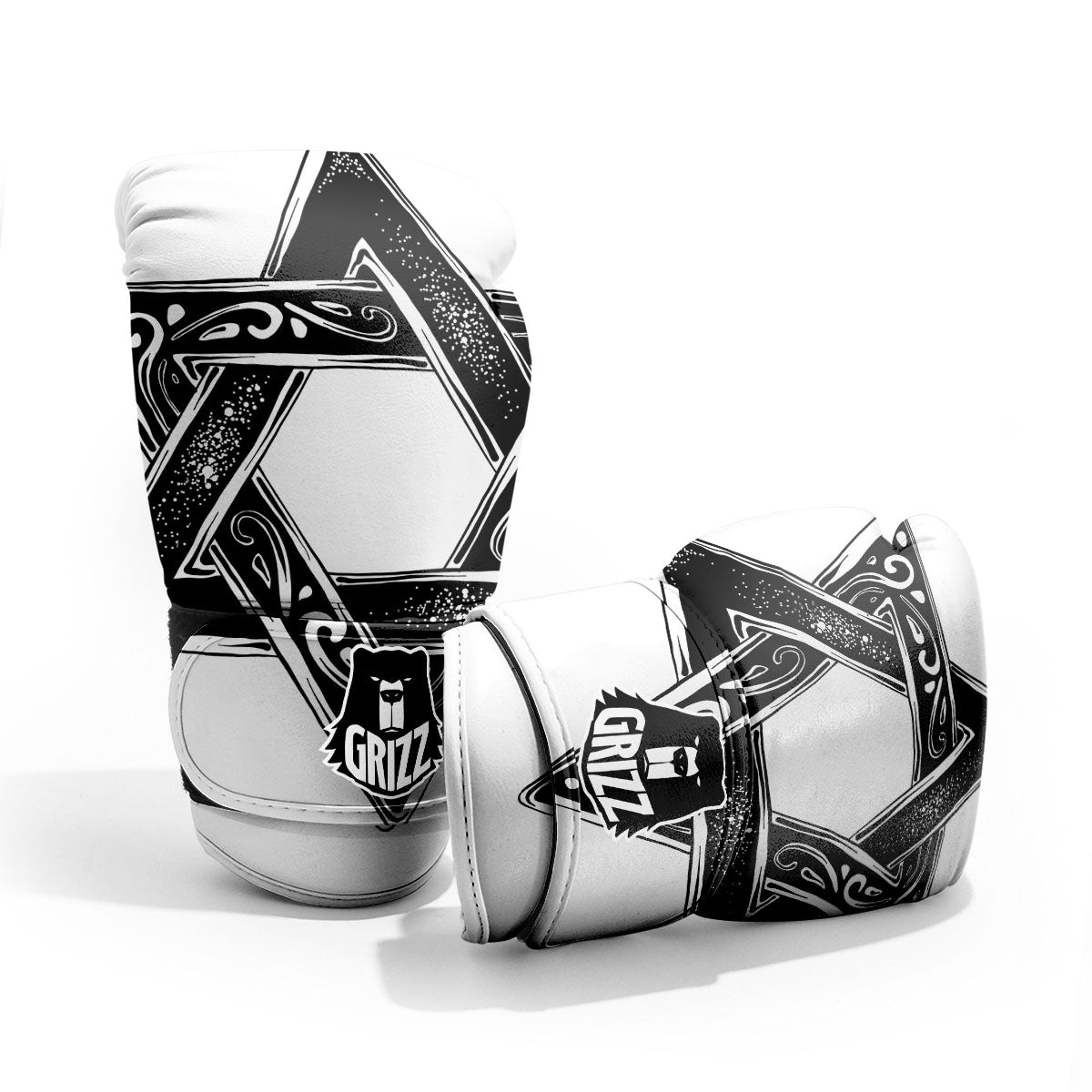 Star of David White And Black Print Pro Boxing Glove