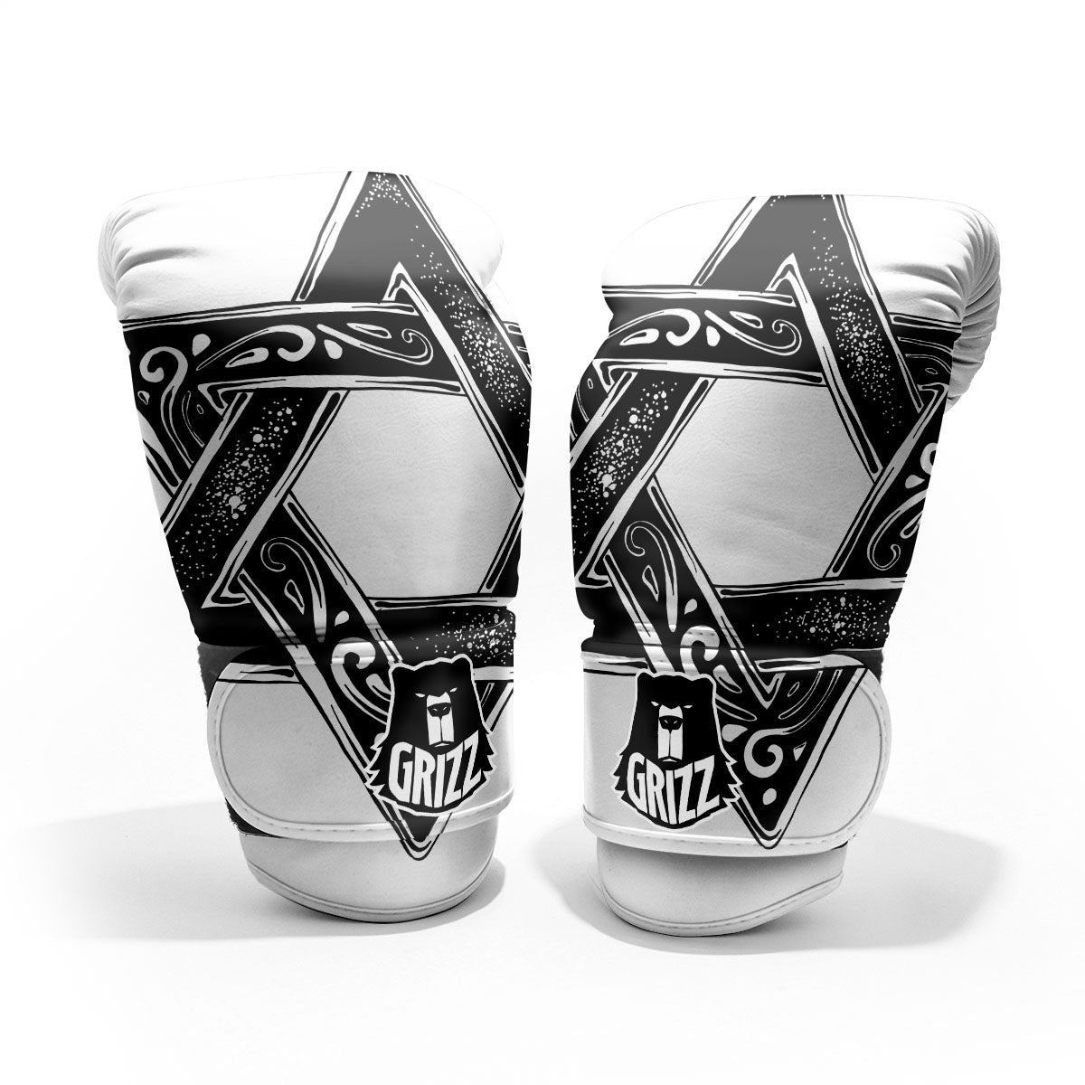 Star of David White And Black Print Pro Boxing Glove