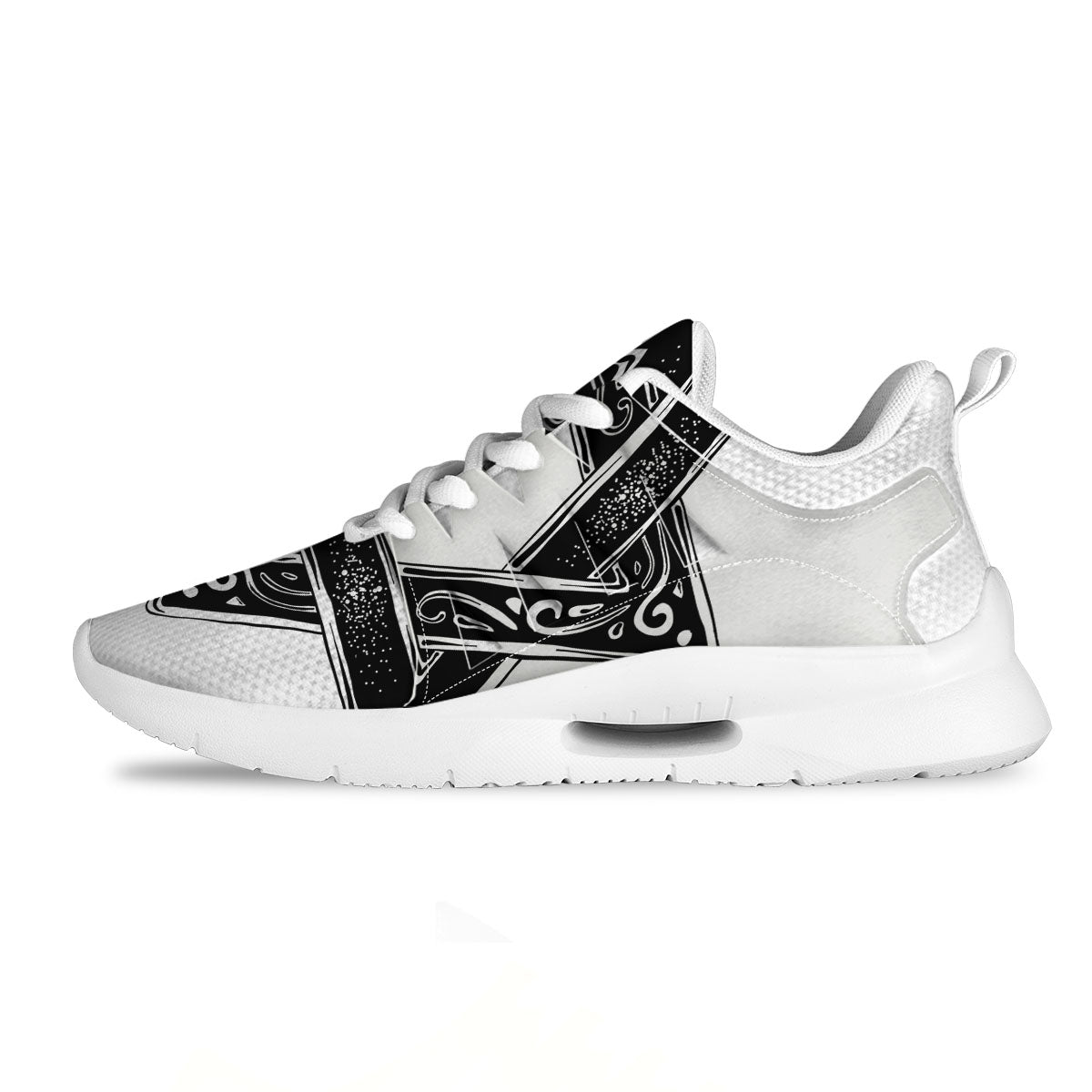 Star of David White And Black Print Tennis Shoes-grizzshop